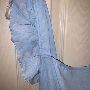 Powder blue tie in the back dress